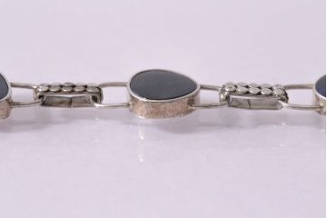 ヴィンテージアクセサリー　ダークブルーオパール　シルバー　ブレスレット(ビンテージ)(R-047023)