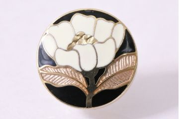 ヴィンテージアクセサリー　イギリス　エナメル　ゴールドメタル　花　ピアス(ビンテージ)(R-047026)