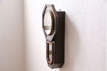 アンティーク時計　精工舎　TRADE(S)MARK　トレードマーク　SEIKO　セイコー　ゼンマイ式　コントラストが魅力的な八角型柱時計(SEIKOSHA、振り子時計、掛け時計、古時計)(R-047032)