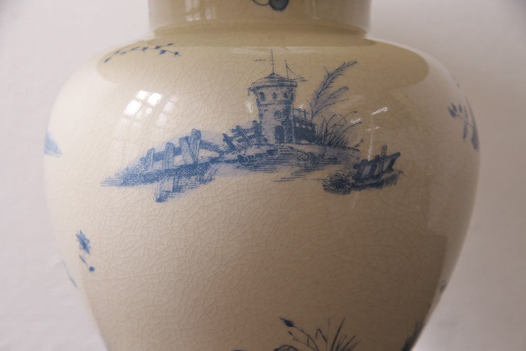 ヴィンテージ　高級品!ワンランク上の空間作りにおすすめな陶器製のランプ型照明(フロアランプ、間接照明、ビンテージ)(R-047037)