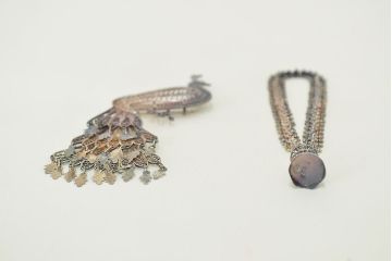 ビンテージ　シルバー製　孔雀ブローチ　鳥籠ブレスレット?(バングル、アクセサリー)(R-047041)