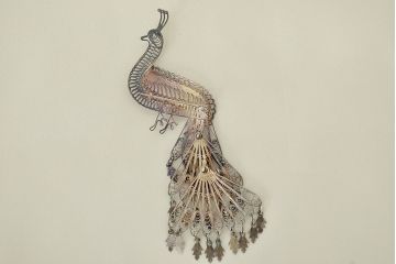 ビンテージ　シルバー製　孔雀ブローチ　鳥籠ブレスレット?(バングル、アクセサリー)(R-047041)