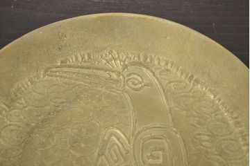 宮田宏平作　鋳銅　鳥図　飾り皿(在銘、作家物)(R-047042)