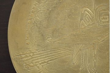 宮田宏平作　鋳銅　鳥図　飾り皿(在銘、作家物)(R-047042)