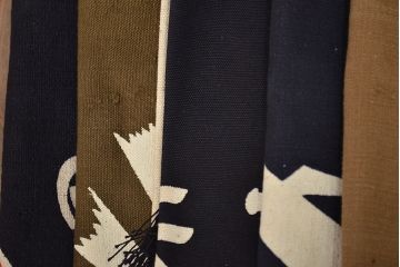 古い前掛10枚(ブルドック、ベビーハム、こんぶ、大洋漁業、漬物、奈良漬、藍染、古布)(R-047047)