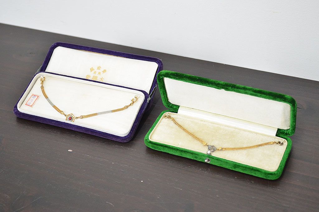 戦前　古い羽織紐2点(K18、KISE、大勝堂、ケース付、和装小物)(R-047048)