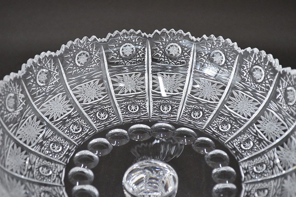 ボヘミアクリスタル　500PK　ガラスコンポート(ハンドカット、BOHEMIA)(R-047055)