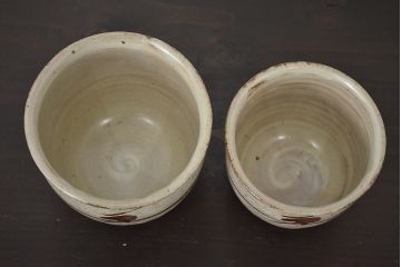 人間国宝　島岡達三　象嵌夫婦湯呑(在銘、作家物、湯呑み)(R-047061)