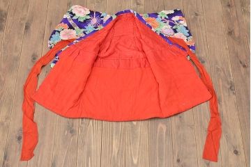 昭和初期　アンティーク　錦紗　子供着物(正絹、古布、縮緬)(R-047063)