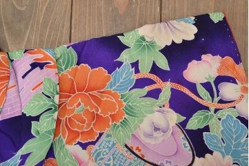 昭和初期　アンティーク　錦紗　子供着物(正絹、古布、縮緬)(R-047063)