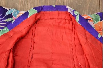 昭和初期　アンティーク　錦紗　子供着物(正絹、古布、縮緬)(R-047063)