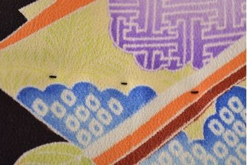 昭和初期　アンティーク　錦紗　花柄　着物(正絹、古布、縮緬)(R-047064)