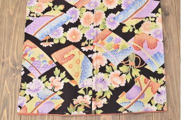昭和初期　アンティーク　錦紗　花柄　着物(正絹、古布、縮緬)(R-047064)