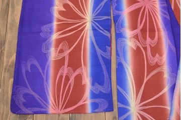 昭和初期　アンティーク　正絹着物(縮緬、錦紗、古布、グラデーション)(R-047065)