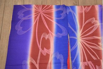 昭和初期　アンティーク　正絹着物(縮緬、錦紗、古布、グラデーション)(R-047065)