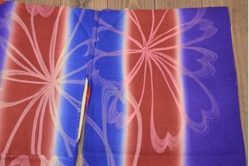 昭和初期　アンティーク　正絹着物(縮緬、錦紗、古布、グラデーション)(R-047065)