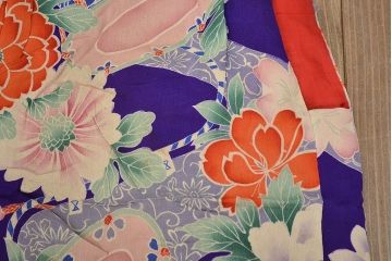 昭和初期　アンティーク　錦紗チョッキ(子供着物、古布、縮緬)(R-047066)