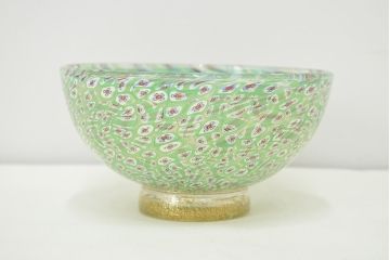 イタリア　ベネチアングラス　ミルフィオリ　ガラス茶碗　金彩ボウル(ヴェネチアングラス)(R-047067)