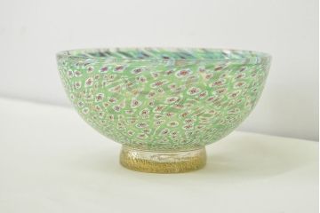イタリア　ベネチアングラス　ミルフィオリ　ガラス茶碗　金彩ボウル(ヴェネチアングラス)(R-047067)