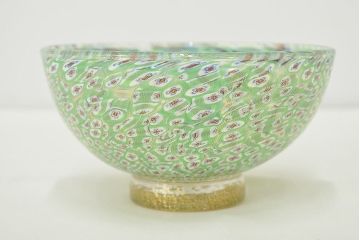 イタリア　ベネチアングラス　ミルフィオリ　ガラス茶碗　金彩ボウル(ヴェネチアングラス)(R-047067)