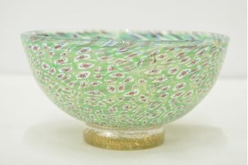 イタリア　ベネチアングラス　ミルフィオリ　ガラス茶碗　金彩ボウル(ヴェネチアングラス)(R-047067)