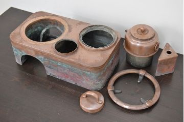 昭和初期　古い銅壷(湯沸、長火鉢、囲炉裏)(R-047075)