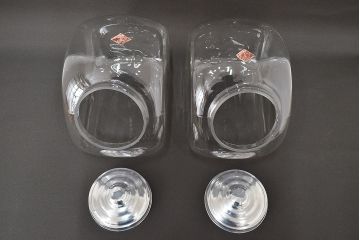 当時物　昭和レトロ　猫瓶2個セット(蓋付、ガラス瓶)(R-047076)