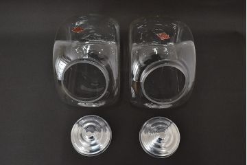 当時物　昭和レトロ　猫瓶2個セット(蓋付、ガラス瓶)(R-047077)