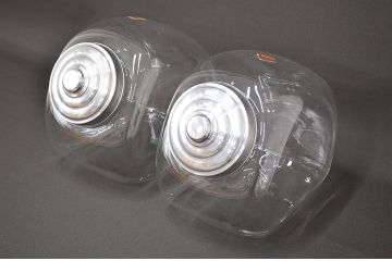 当時物　昭和レトロ　猫瓶2個セット(蓋付、ガラス瓶)(R-047078)