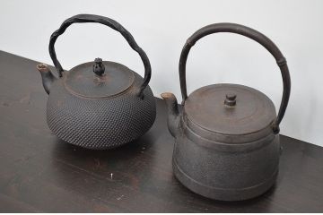 昭和初期　南部岩鋳　天祐堂　鉄瓶2点セット(茶道具)(R-047080)