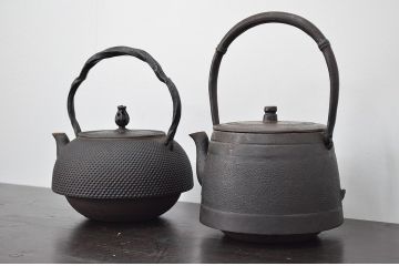 昭和初期　南部岩鋳　天祐堂　鉄瓶2点セット(茶道具)(R-047080)