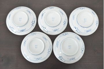 明治〜大正　平戸嘉祥　銘　染付　五寸皿　5枚セット(和食器)(R-047081)