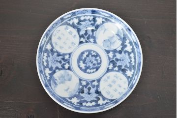 明治〜大正　平戸嘉祥　銘　染付　五寸皿　5枚セット(和食器)(R-047082)