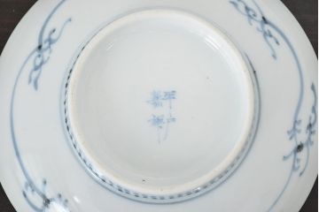 明治〜大正　平戸嘉祥　銘　染付　五寸皿　5枚セット(和食器)(R-047082)