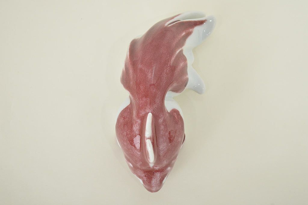 高木鳳子作　金魚一対　置物　共箱(磁器)(R-047087)