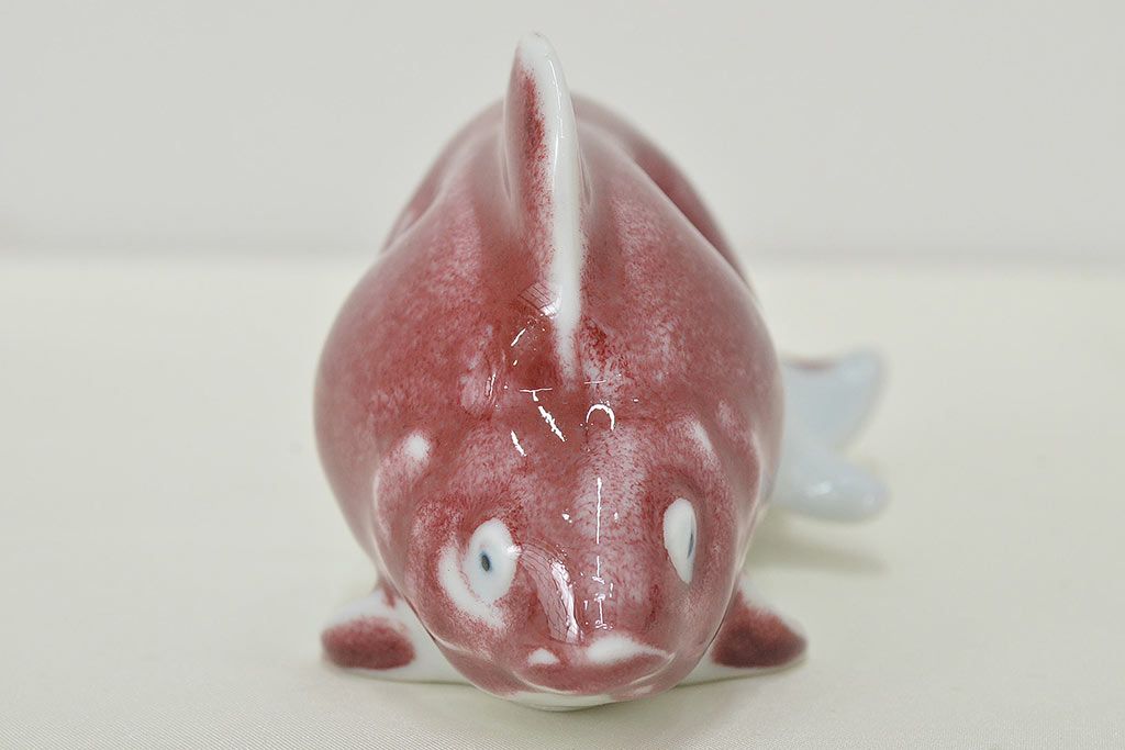 高木鳳子作　金魚一対　置物　共箱(磁器)(R-047087)