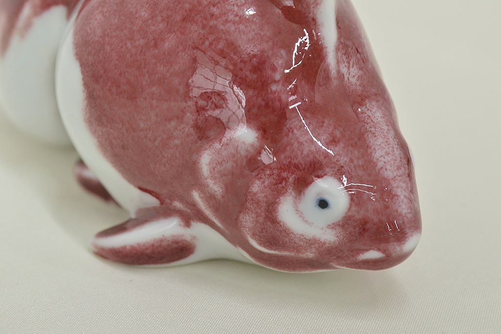 高木鳳子作　金魚一対　置物　共箱(磁器)(R-047087)