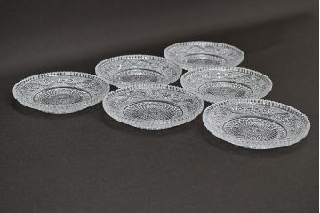 昭和初期　古いプレス小皿6枚(レース柄、プレート)(R-047088)