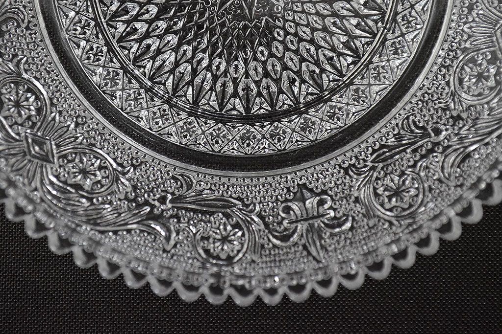 昭和初期　古いプレス小皿6枚(レース柄、プレート)(R-047088)