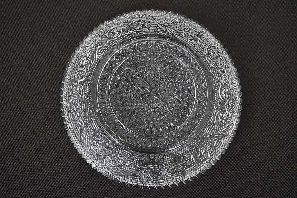 昭和初期　古いプレス小皿6枚(レース柄、プレート)(R-047088)