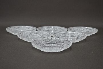 昭和初期　古いプレス小皿6枚(レース柄、プレート)(R-047088)