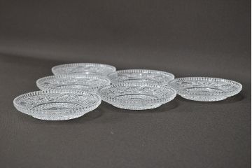 昭和初期　古いプレス小皿6枚(レース柄、プレート)(R-047088)