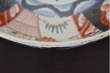 明治期　伊万里焼　二重高台　色絵　深鉢(深皿、和食器)(R-047089)