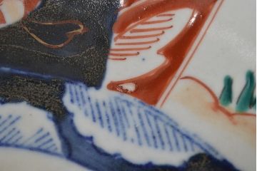 明治期　伊万里焼　二重高台　色絵　深鉢(深皿、和食器)(R-047089)