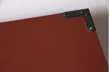 中古　民芸家具　ディスプレイにおすすめ!朱塗りが上品なミラー付き飾り棚(キャビネット、和タンス)(R-047091)