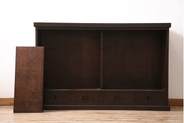 中古　旭川家具　北樹シリーズ　150K　樺材の濃い色合いが美しい茶棚(定価約27万円)(食器棚、サイドボード、収納棚)(R-047092)