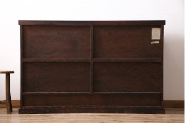 中古　旭川家具　北樹シリーズ　150K　樺材の濃い色合いが美しい茶棚(定価約27万円)(食器棚、サイドボード、収納棚)(R-047092)