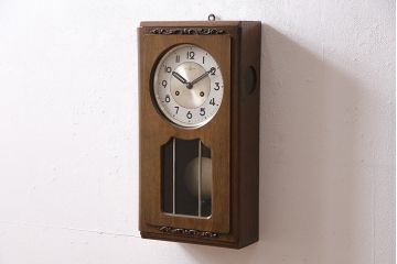 アンティーク時計　精工舎　TRADE(S)MARK　トレードマーク　SEIKO　セイコー　ゼンマイ式　掛け時計(SEIKOSHA、振り子時計、古時計、柱時計)(R-047100)
