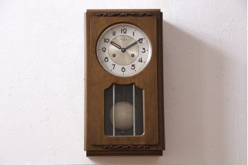 アンティーク時計　精工舎　TRADE(S)MARK　トレードマーク　SEIKO　セイコー　ゼンマイ式　掛け時計(SEIKOSHA、振り子時計、古時計、柱時計)(R-047100)