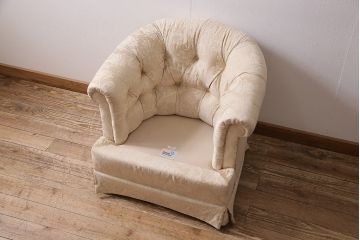 中古　DREXEL HERITAGE(ドレクセルヘリテイジ)　Upholstery(アップホルスタリー)　優美なひとときを演出する1人掛けソファ(定価約62万円)(シングル、アームソファ、チェア)(R-047112)